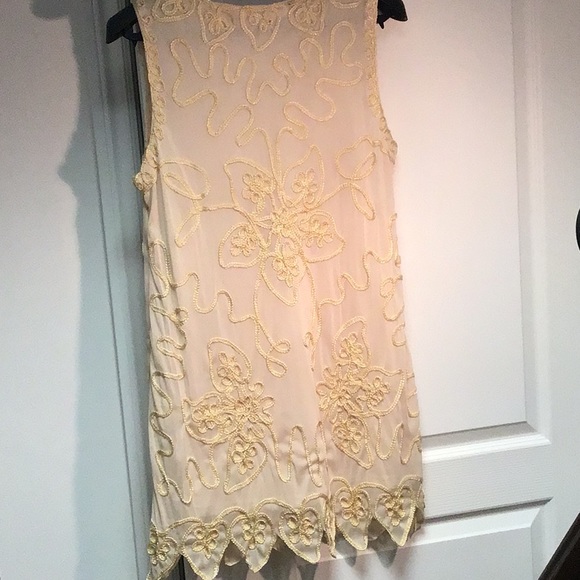 Tunique sans manches en soie brodée, crème dorée, gr. XL Pretty Angel - Picture 2 of 7